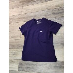 FIGS V-Neck Scrub Top in Purple Size XS Aya Healthcare Patch